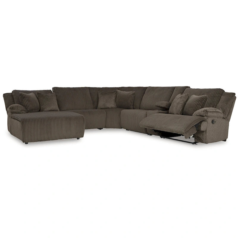 Brown Corduroy 6-Piece Reclining Sectional Sofa with Chaise – Seats 6+
