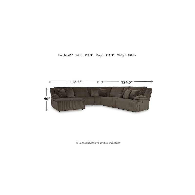 Brown Corduroy 6-Piece Reclining Sectional Sofa with Chaise – Seats 6+
