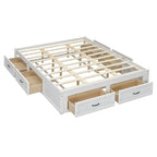 Antique White/Gray/Natural Queen Platform Bed with 6 Drawers, No Headboard