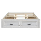 Antique White/Gray/Natural Queen Platform Bed with 6 Drawers, No Headboard