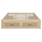 Antique White/Gray/Natural Queen Platform Bed with 6 Drawers, No Headboard