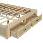 Antique White/Gray/Natural Queen Platform Bed with 6 Drawers, No Headboard
