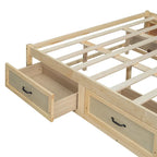 Antique White/Gray/Natural Queen Platform Bed with 6 Drawers, No Headboard