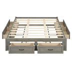 Antique White/Gray/Natural Queen Platform Bed with 6 Drawers, No Headboard