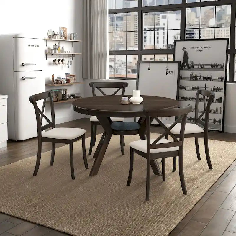 Black Cross-Back Dining Chairs, Set of 2