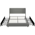 Light Gray Queen Upholstered Storage Bed with 4 Drawers, For 2, Linen