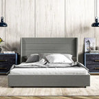 Light Gray Queen Upholstered Storage Bed with 4 Drawers, For 2, Linen