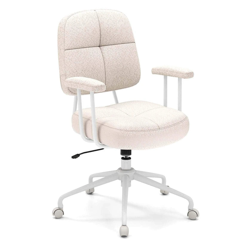Brown/Beige Mid-Back Swivel Office Chair for 1 Person
