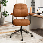 Brown/Beige Mid-Back Swivel Office Chair for 1 Person
