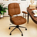 Brown/Beige Mid-Back Swivel Office Chair for 1 Person