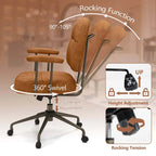 Brown/Beige Mid-Back Swivel Office Chair for 1 Person