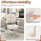 Brown/Beige Mid-Back Swivel Office Chair for 1 Person