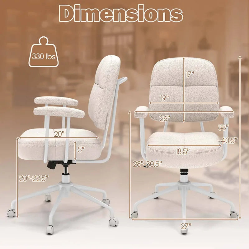 Brown/Beige Mid-Back Swivel Office Chair for 1 Person