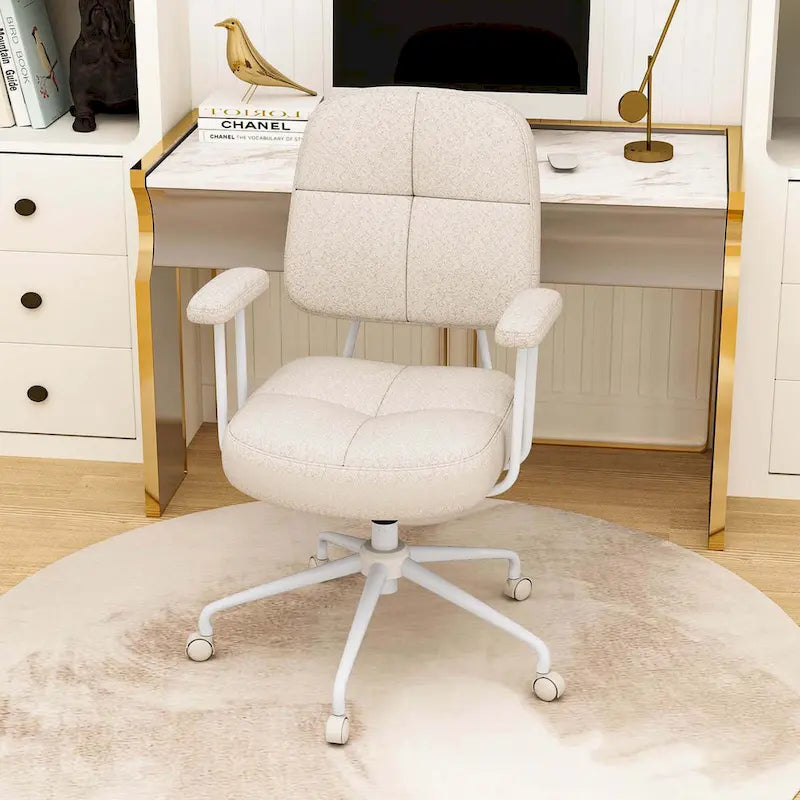 Brown/Beige Mid-Back Swivel Office Chair for 1 Person