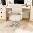 Brown/Beige Mid-Back Swivel Office Chair for 1 Person