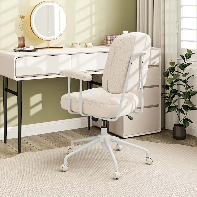 Brown/Beige Mid-Back Swivel Office Chair for 1 Person