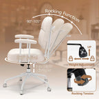 Brown/Beige Mid-Back Swivel Office Chair for 1 Person