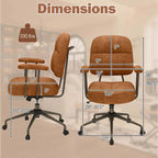 Brown/Beige Mid-Back Swivel Office Chair for 1 Person