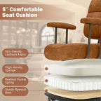 Brown/Beige Mid-Back Swivel Office Chair for 1 Person