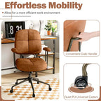 Brown/Beige Mid-Back Swivel Office Chair for 1 Person