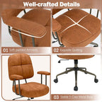 Brown/Beige Mid-Back Swivel Office Chair for 1 Person