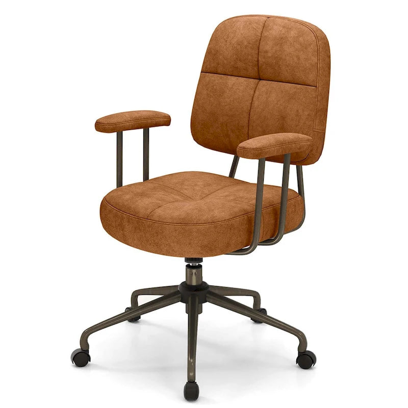 Brown/Beige Mid-Back Swivel Office Chair for 1 Person
