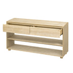 Natural Wood Wash Vintage Console Table, 2 Drawers & 2 Shelves
