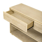 Natural Wood Wash Vintage Console Table, 2 Drawers & 2 Shelves