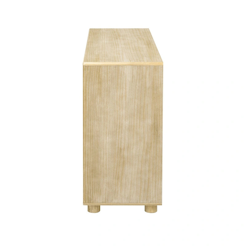 Natural Wood Wash Vintage Console Table, 2 Drawers & 2 Shelves