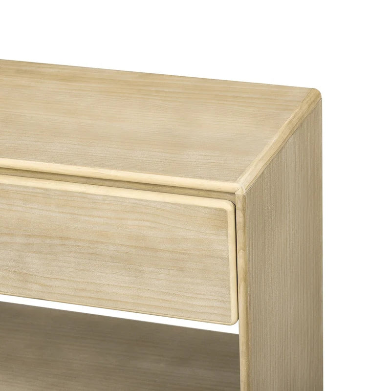 Natural Wood Wash Vintage Console Table, 2 Drawers & 2 Shelves