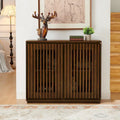 Walnut Brown / Black Fluted Sideboard Cabinet with Outlet Holes, 2-Door