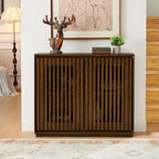 Walnut Brown / Black Fluted Sideboard Cabinet with Outlet Holes, 2-Door