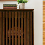 Walnut Brown / Black Fluted Sideboard Cabinet with Outlet Holes, 2-Door