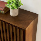 Walnut Brown / Black Fluted Sideboard Cabinet with Outlet Holes, 2-Door