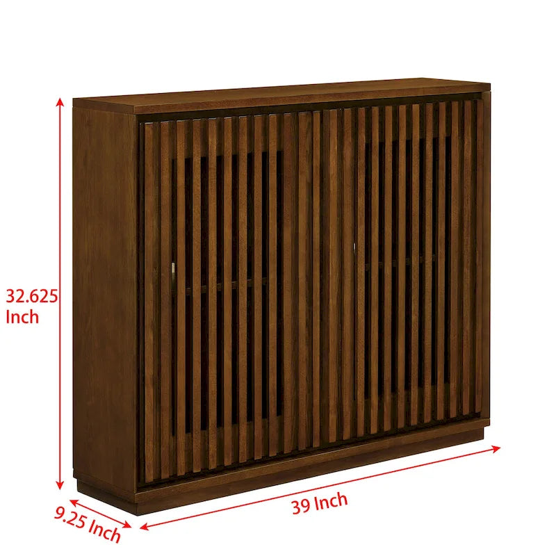 Walnut Brown / Black Fluted Sideboard Cabinet with Outlet Holes, 2-Door