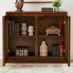 Walnut Brown / Black Fluted Sideboard Cabinet with Outlet Holes, 2-Door