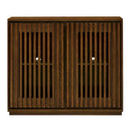Walnut Brown / Black Fluted Sideboard Cabinet with Outlet Holes, 2-Door
