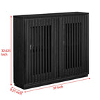 Walnut Brown / Black Fluted Sideboard Cabinet with Outlet Holes, 2-Door