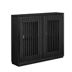 Walnut Brown / Black Fluted Sideboard Cabinet with Outlet Holes, 2-Door