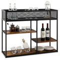 Black 4-Tier Narrow Console Table with Wire Basket