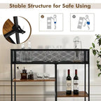 Black 4-Tier Narrow Console Table with Wire Basket