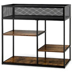 Black 4-Tier Narrow Console Table with Wire Basket
