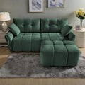 Green / White / Orange / Blue Chenille 2-Seater Sofa with Ottoman, 2-Seater