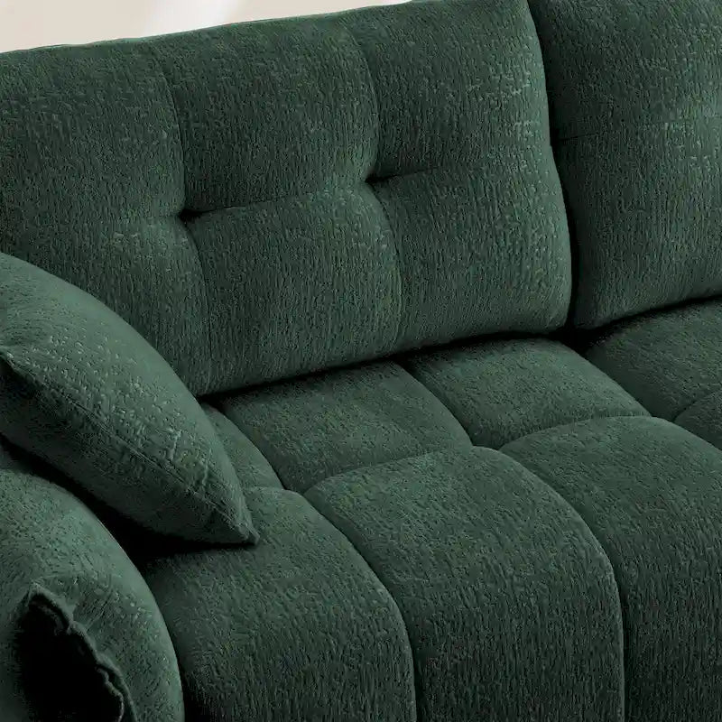 Green / White / Orange / Blue Chenille 2-Seater Sofa with Ottoman, 2-Seater