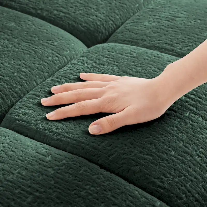 Green / White / Orange / Blue Chenille 2-Seater Sofa with Ottoman, 2-Seater