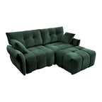 Green / White / Orange / Blue Chenille 2-Seater Sofa with Ottoman, 2-Seater