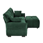 Green / White / Orange / Blue Chenille 2-Seater Sofa with Ottoman, 2-Seater