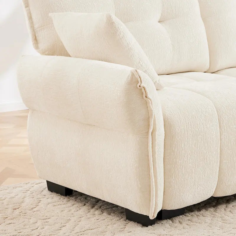 Green / White / Orange / Blue Chenille 2-Seater Sofa with Ottoman, 2-Seater