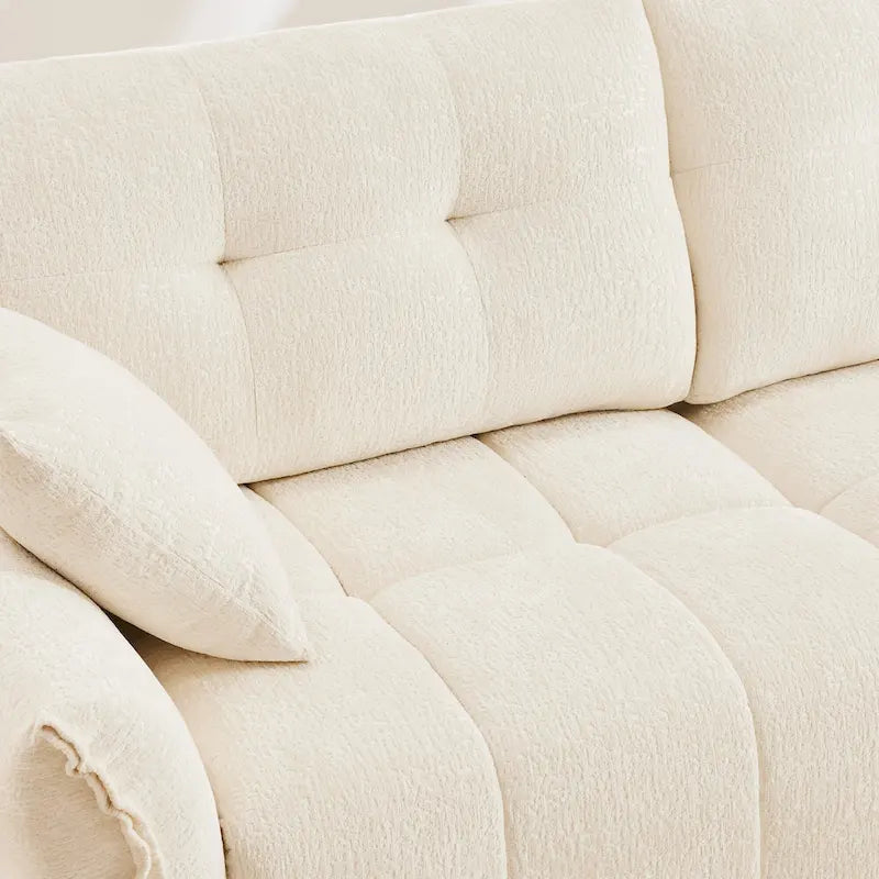 Green / White / Orange / Blue Chenille 2-Seater Sofa with Ottoman, 2-Seater