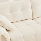 Green / White / Orange / Blue Chenille 2-Seater Sofa with Ottoman, 2-Seater